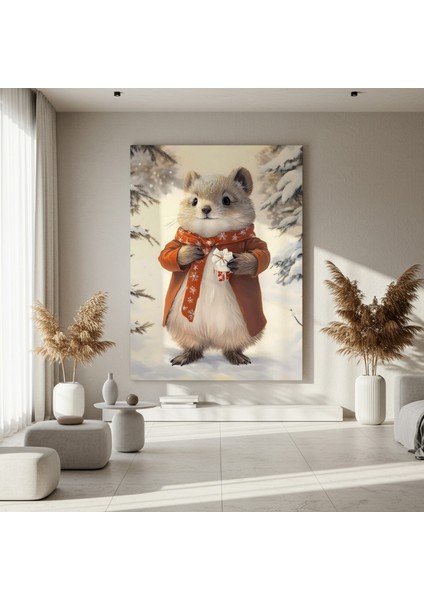 Kışın Karlı Ormanında Hediyeli Sevimli Hayvan Tablosu fırsatları