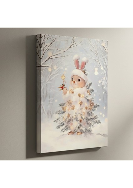 Noel Tavşanı Kış Ormanı Tablosu