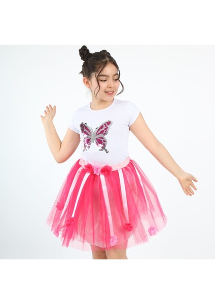 Kız Çocuk Tshirt Etek Alt Üst Takım 23 Nisan Gösteri Kıyafeti