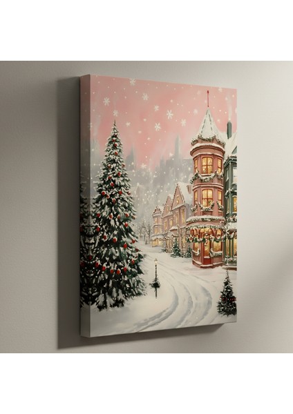 Büyülü Karlı Noel Kasabası Tablosu