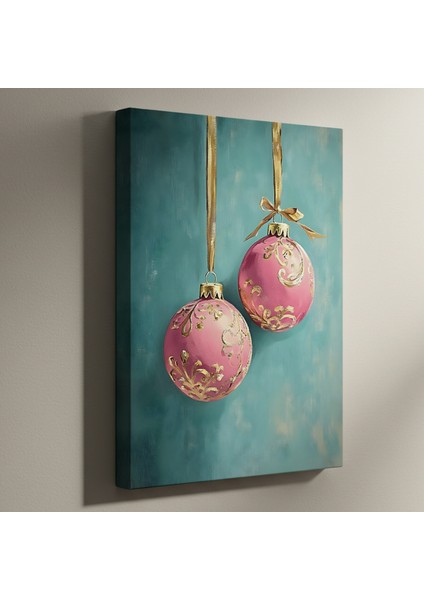 Pembe Altın Noel Süsleri Tablosu