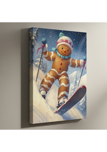 Kardan Adam Kayakçı Noel Tablosu