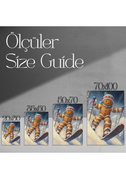 Kardan Adam Kayakçı Noel Tablosu modelleri