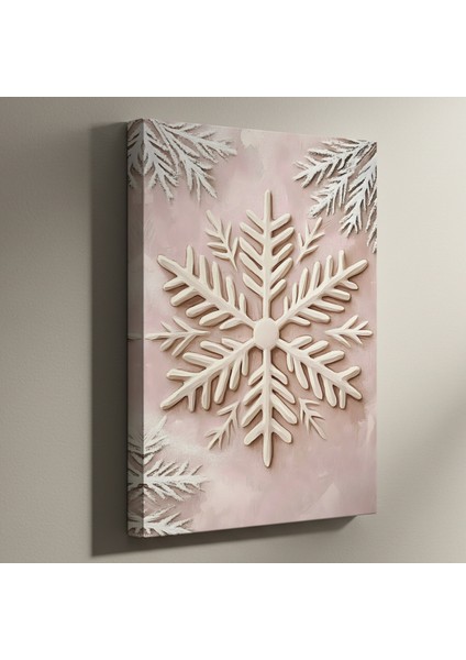 Kış Kar Tanesi Ahşap Desenli Tablo