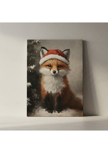 Noel Baba Şapkası Takmış Tilki Yağlıboya Tablosu fiyatları