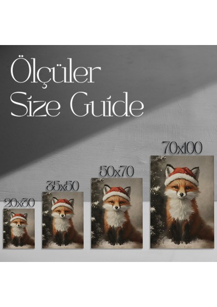 Noel Baba Şapkası Takmış Tilki Yağlıboya Tablosu modelleri