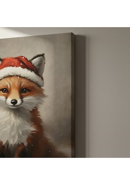Noel Baba Şapkası Takmış Tilki Yağlıboya Tablosu indirimleri