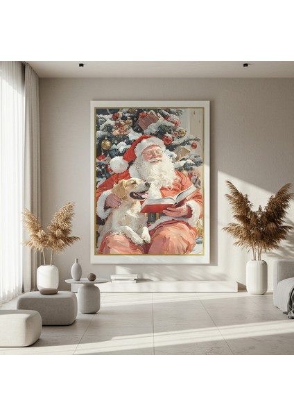 Noel Baba ve Köpeğiyle Sıcak Bir Kış Gecesi Tablosu fırsatları