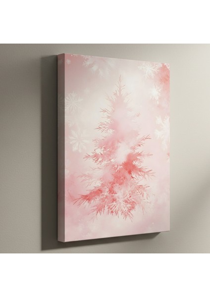 Pembe Kış Ağacı Suluboya Tablosu