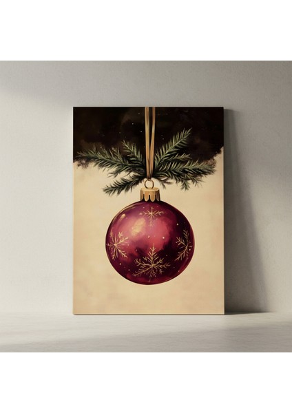 Kırmızı ve Altın Kar Tanesi Desenli Noel Süsü Tablosu fiyatları