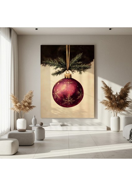 Kırmızı ve Altın Kar Tanesi Desenli Noel Süsü Tablosu fırsatları