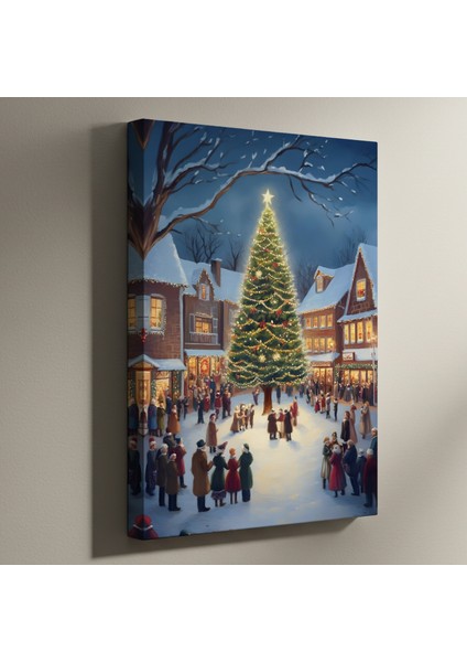 Büyülü Kış Kasabası Noel Ağacı Tablosu