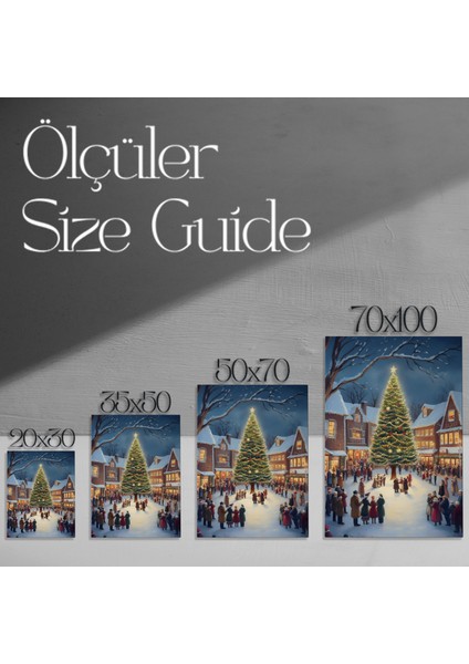 Büyülü Kış Kasabası Noel Ağacı Tablosu modelleri
