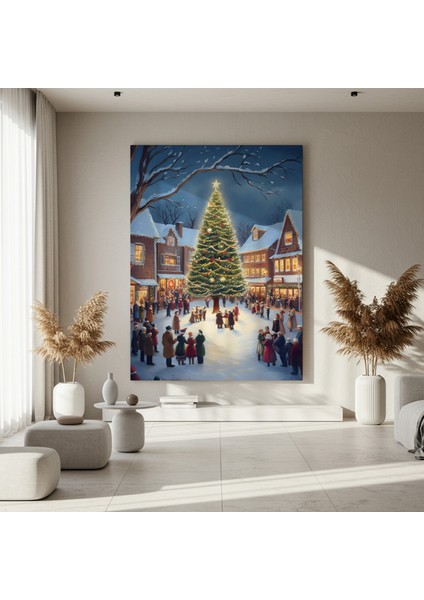 Büyülü Kış Kasabası Noel Ağacı Tablosu fırsatları
