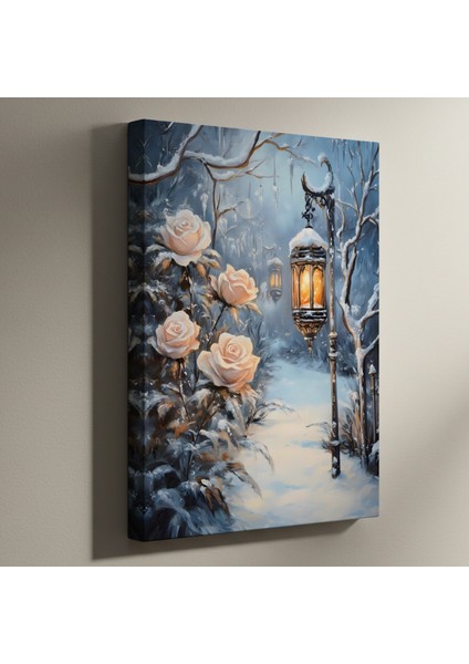 Kış Gecesi Gül Bahçesi Tablosu