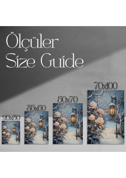 Kış Gecesi Gül Bahçesi Tablosu modelleri