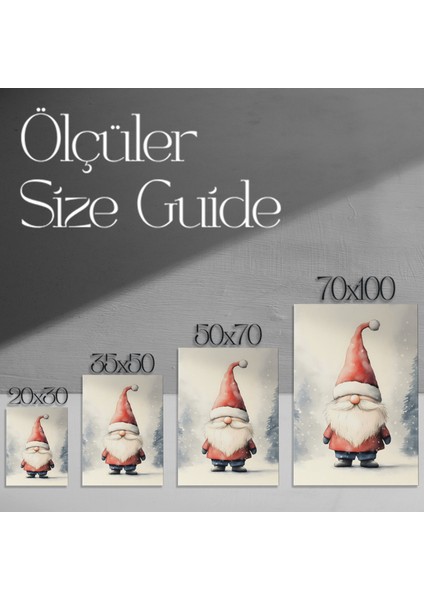 Noeli Kar Yağışı Içinde Sevimli Cüce Tablosu modelleri