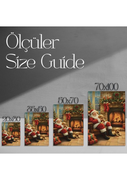 Noel Baba ve Yavruları Kış Şöleni Tablosu modelleri