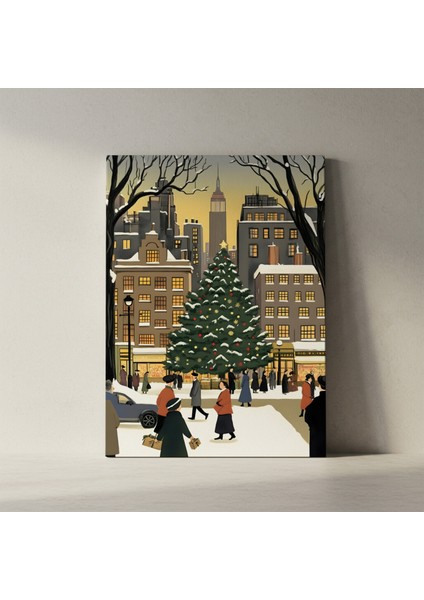 Karlı New York Noel Manzarası Tablosu fiyatları