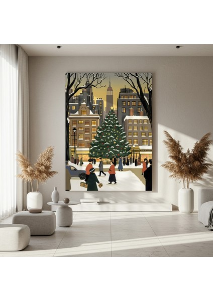 Karlı New York Noel Manzarası Tablosu fırsatları