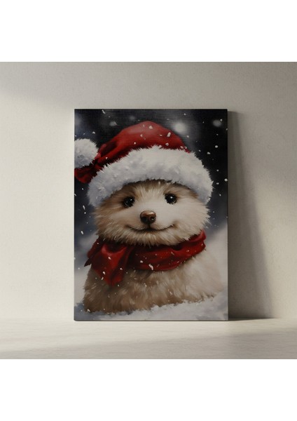 Kardan Adam Şapkalı Köpek Yavrusu Noel Tablosu fiyatları
