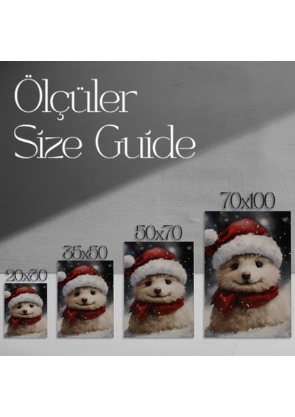 Kardan Adam Şapkalı Köpek Yavrusu Noel Tablosu modelleri