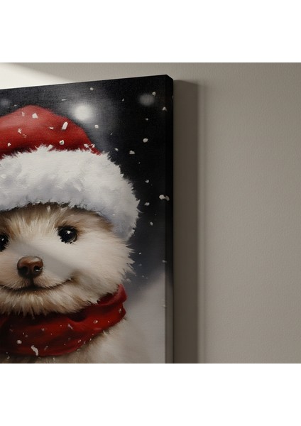 Kardan Adam Şapkalı Köpek Yavrusu Noel Tablosu indirimleri