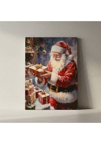 Noel Baba ve Hediyeleri Yağlıboya Tablosu fiyatları