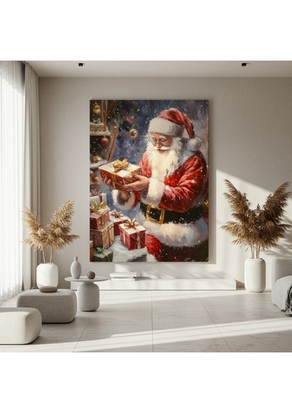 Noel Baba ve Hediyeleri Yağlıboya Tablosu fırsatları