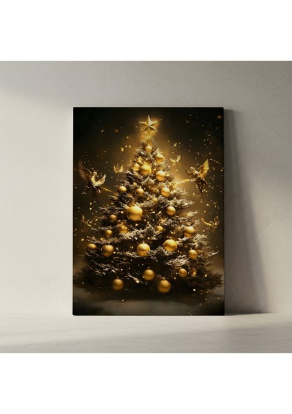 Altın Noel Ağacı ve Melekler Tablosu fiyatları