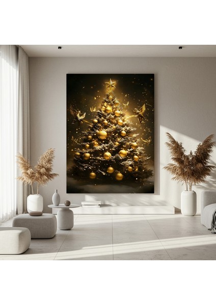 Altın Noel Ağacı ve Melekler Tablosu fırsatları