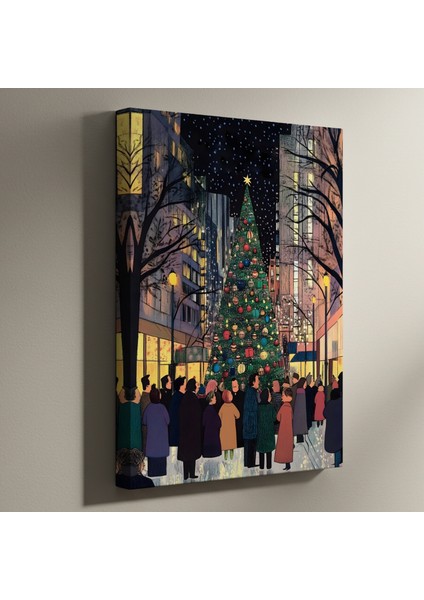 Şehirde Noel Kış Gecesi Tablosu