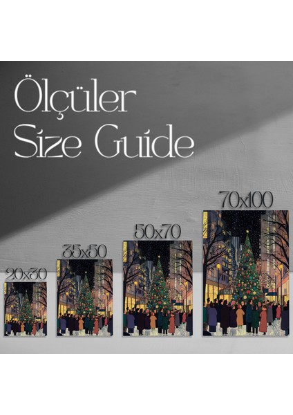 Şehirde Noel Kış Gecesi Tablosu modelleri