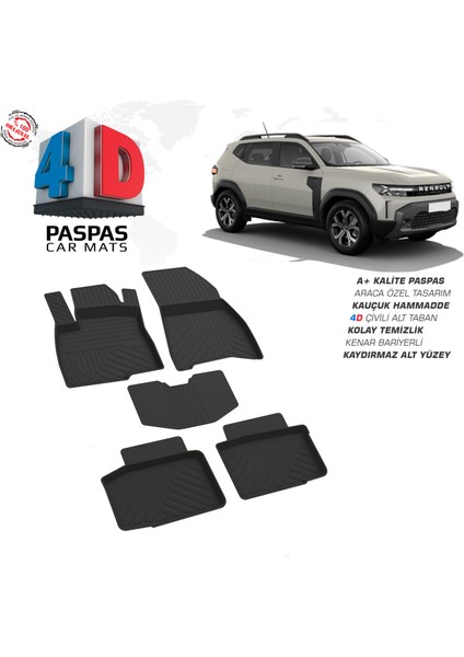 Renault Duster 4x4 4D Havuzlu Paspas 2024 Model ve Sonrası