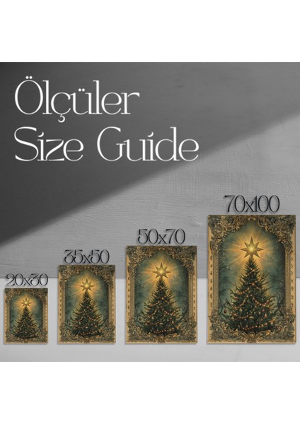 Büyülü Kış Gecesi Noel Ağacı Tablosu modelleri