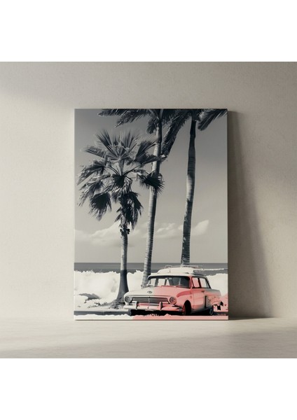 Plaj Manzaralı Klasik Araba Tablosu fiyatları