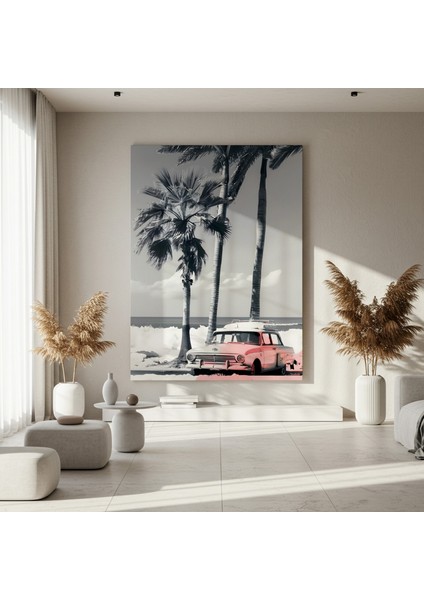 Plaj Manzaralı Klasik Araba Tablosu fırsatları