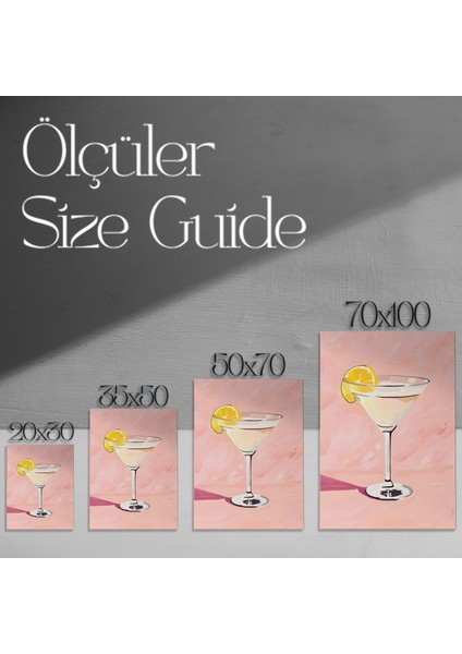 Pembe Arka Planlı Martini Kokteyli Illüstrasyon Tablosu modelleri