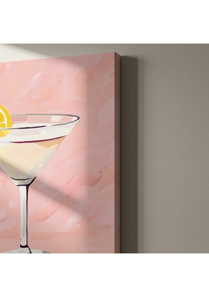 Pembe Arka Planlı Martini Kokteyli Illüstrasyon Tablosu indirimleri