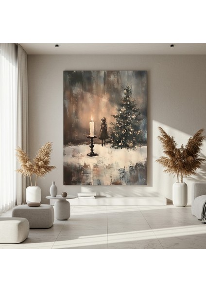 Kış Gecesi Kız ve Noel Ağacı Tablosu fırsatları