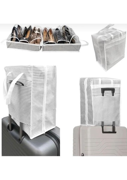 Çizgili Çok Amaçlı Valiz Üstü Seyahat ve Ayakkabı Düzenleyici Çanta – 38X33X20 cm fırsatları