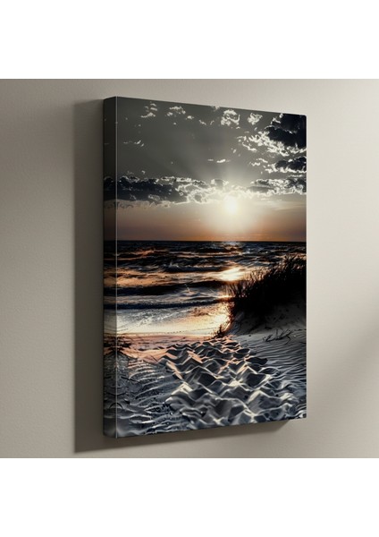 Güneş Batımı Plaj Manzarası Tablosu