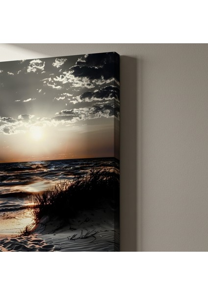 Güneş Batımı Plaj Manzarası Tablosu indirimleri