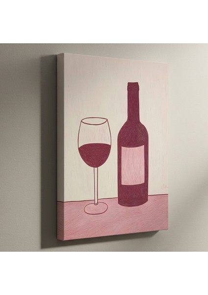 Şarap ve Kadeh Soyut Illüstrasyon Tablosu