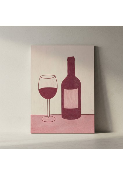 Şarap ve Kadeh Soyut Illüstrasyon Tablosu fiyatları
