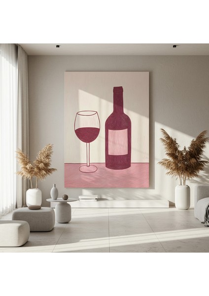 Şarap ve Kadeh Soyut Illüstrasyon Tablosu fırsatları