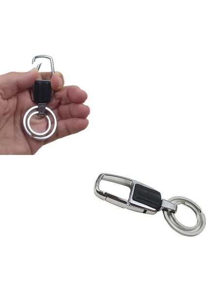 Çift Anahtar Halkalı Kemer Köprüsü Vb. Takılabilen Kancalı Metal Açacak Anahtarlık (1 Adet)