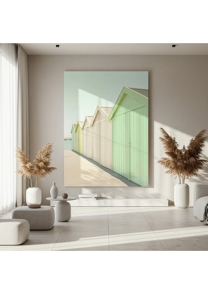 Pastel Renkli Yazlık Kulübeler Tablosu fırsatları