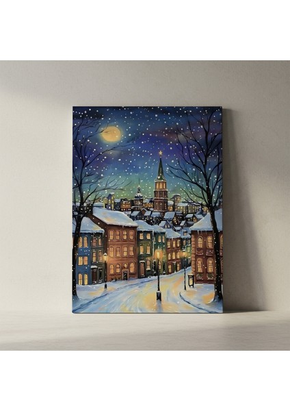 Karlı Kış Kasabası Yağlıboya Tablosu fiyatları