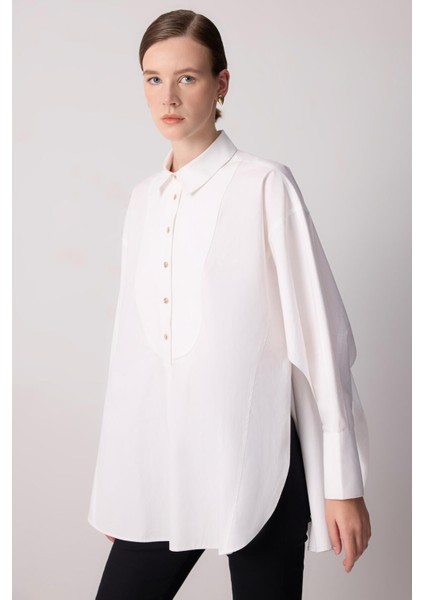 Gold Düğmeli Poplin Tunik modelleri
